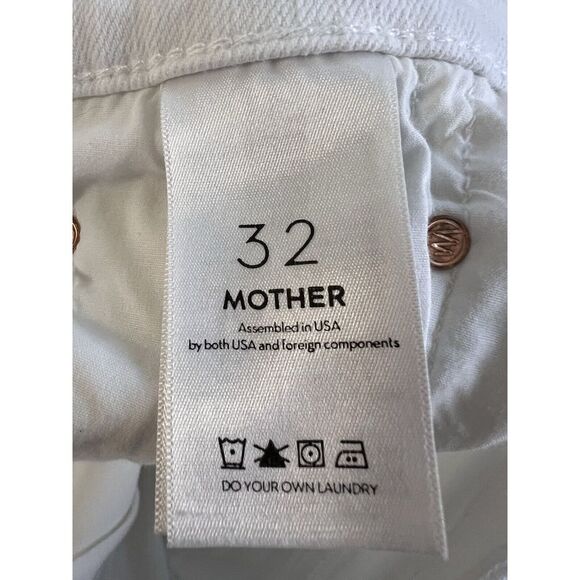 Mother Jeans The Weekender Fray Squeeze It White Stretch Denim Size 32 - Picture 7 of 14